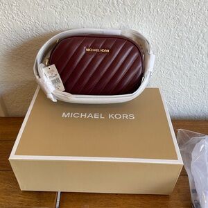 Michael Kors Burgundy Quilted Camera Bag Merlot